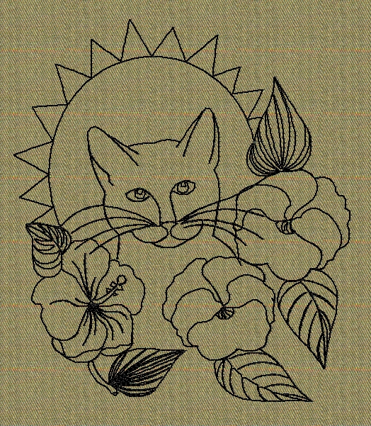 cat-face-with-flowers-redwork-embroidery
