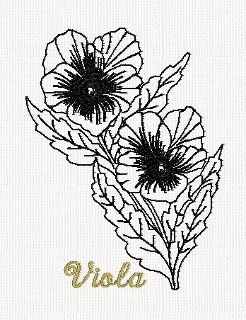 botanical-viola-flower-redwork-embroidery