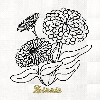 botanical-zinnia-flower-redwork-embroidery