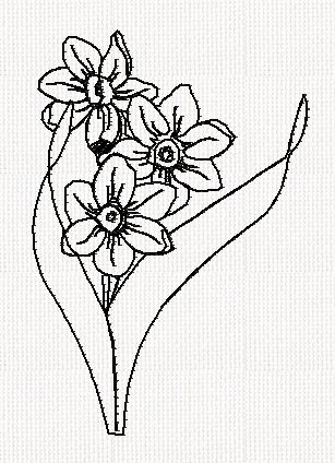 narcissus-flower-redwork-embroidery