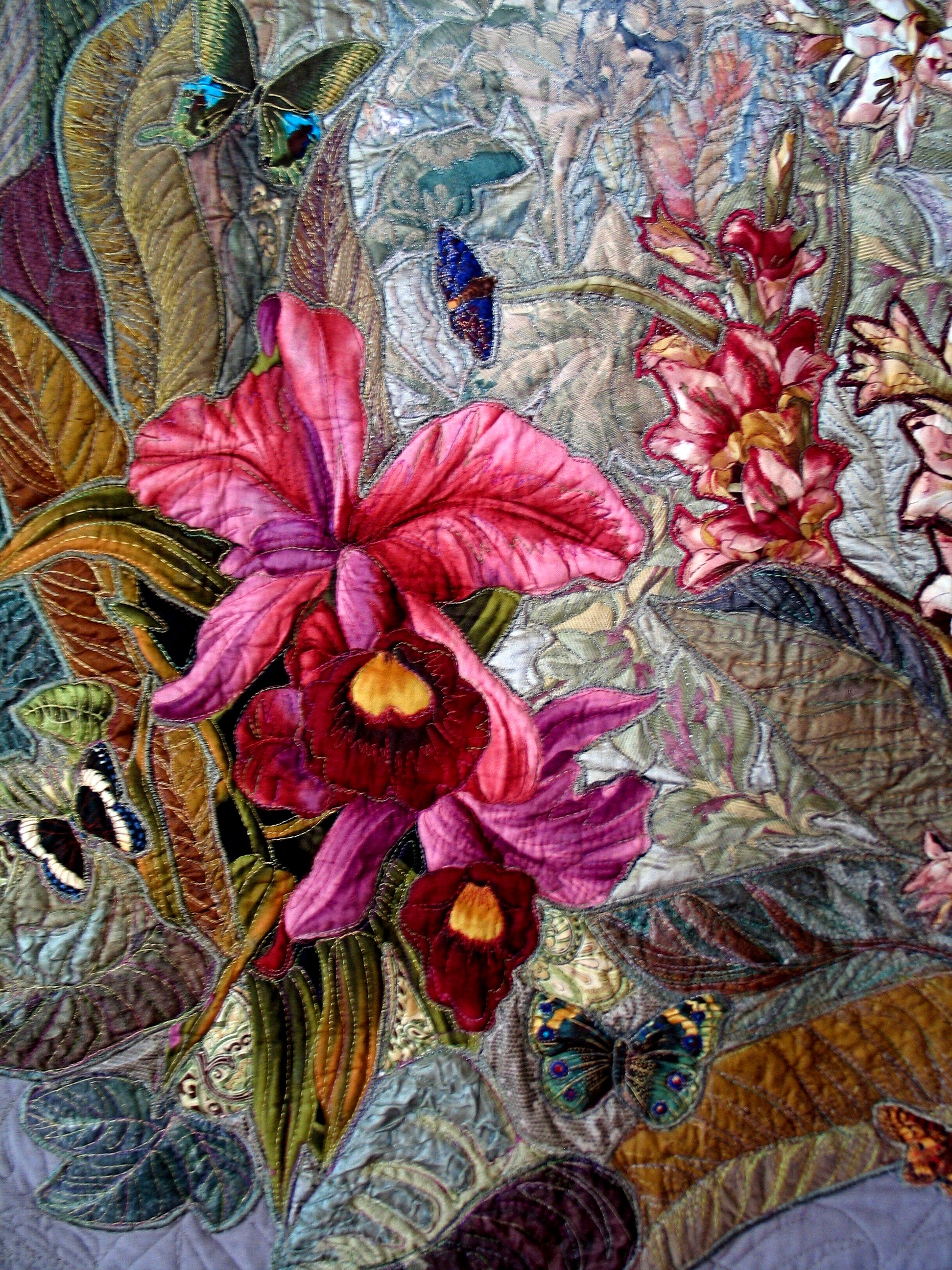 oasis-art-quilt-butterfly-orchid-detail