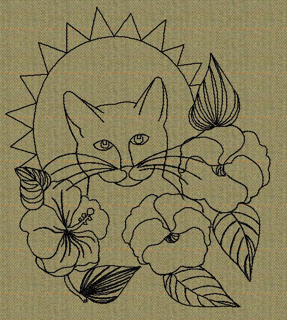 cat-face-with-flowers-redwork-embroidery