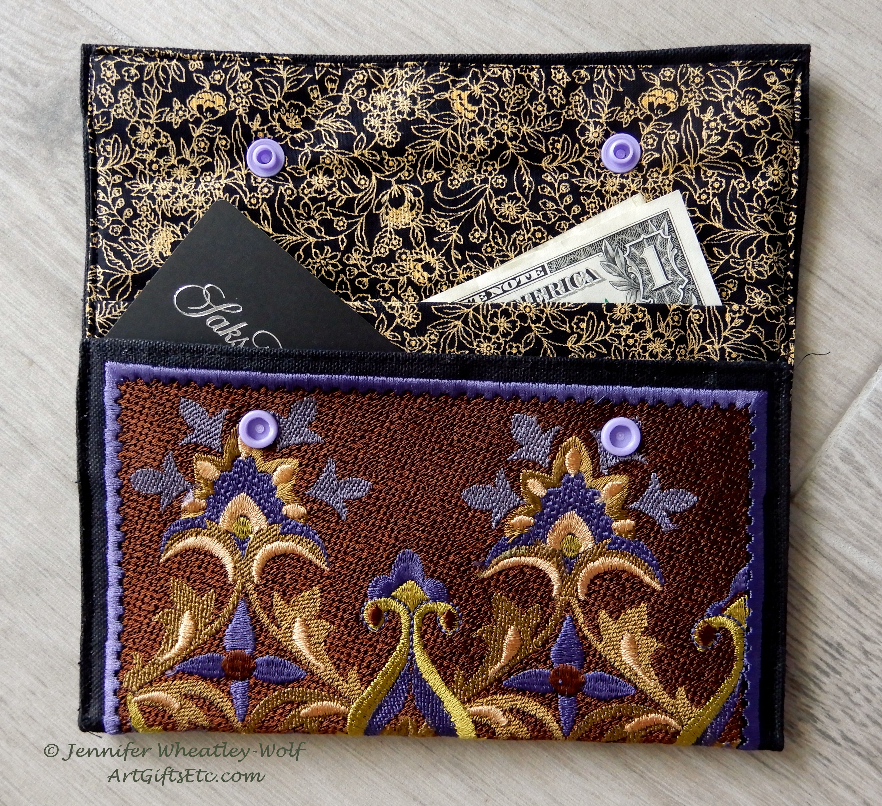 large-tapestry-embroidered-gold-purple-brown-wallet-open-Jen's-Bag-embroidered-bag