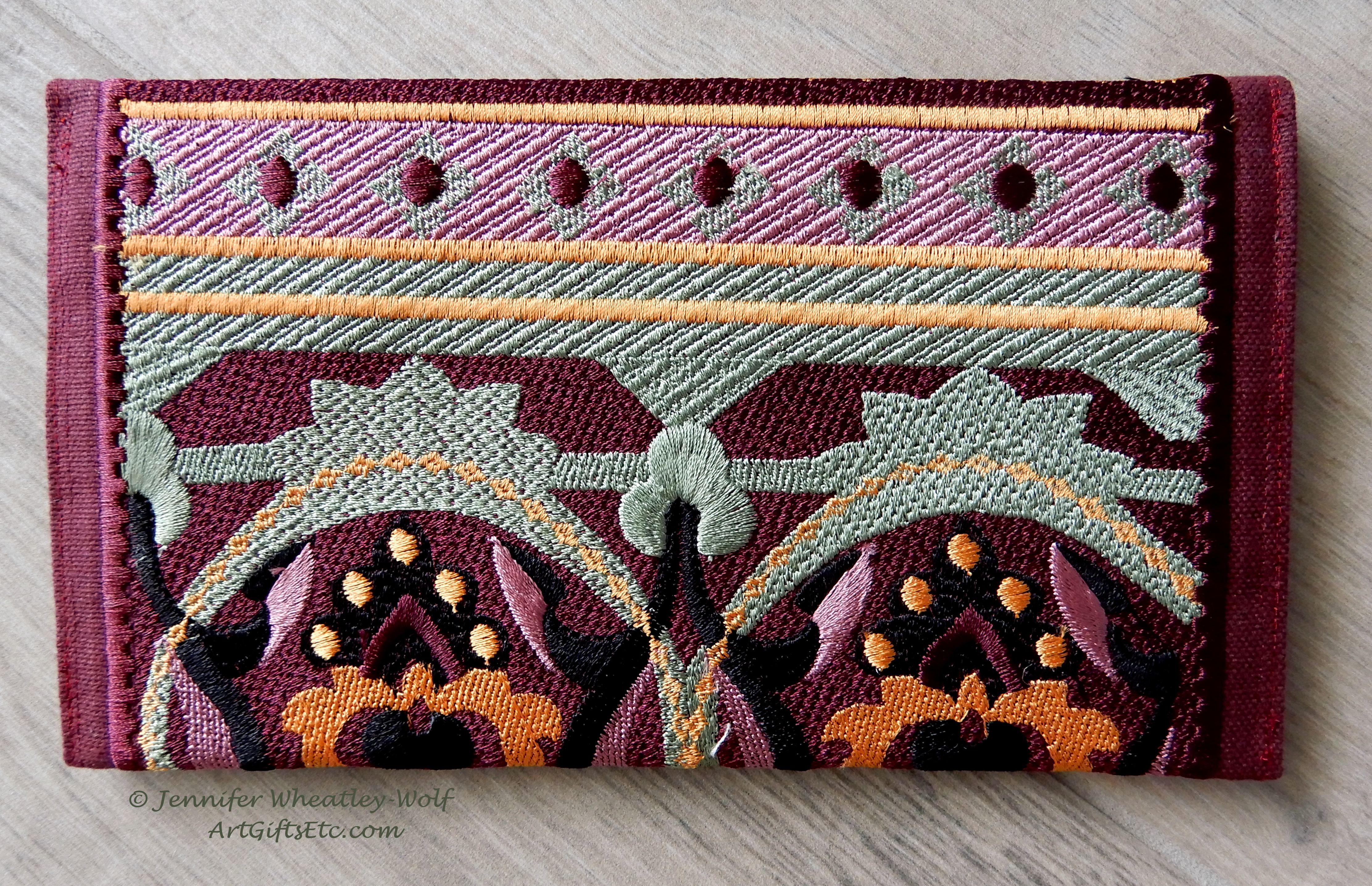 large-tapestry-embroidered-wallet-mint-burgundy-back-Jen's-Bag-embroidered-bag