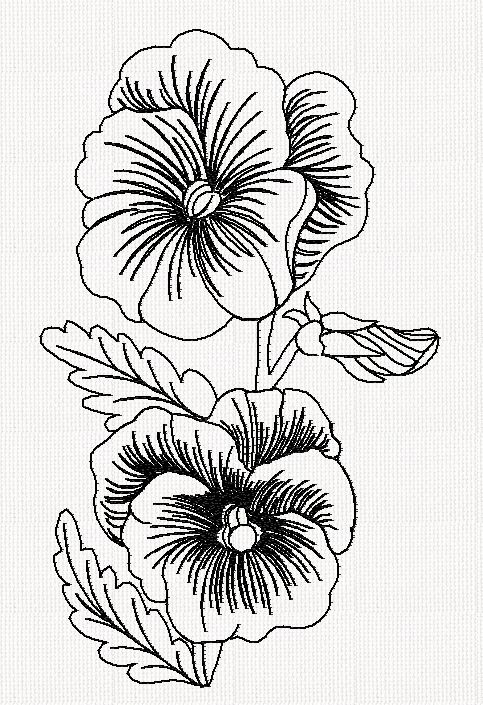 pansy-flower-redwork-embroidery