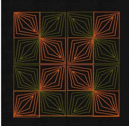 sashico square redwork border-machine embroidery