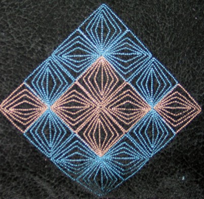 sashico diamond redwork border-machine embroidery