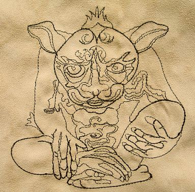 gargoyle-bean stitch-redwork-fantasy-embroidery